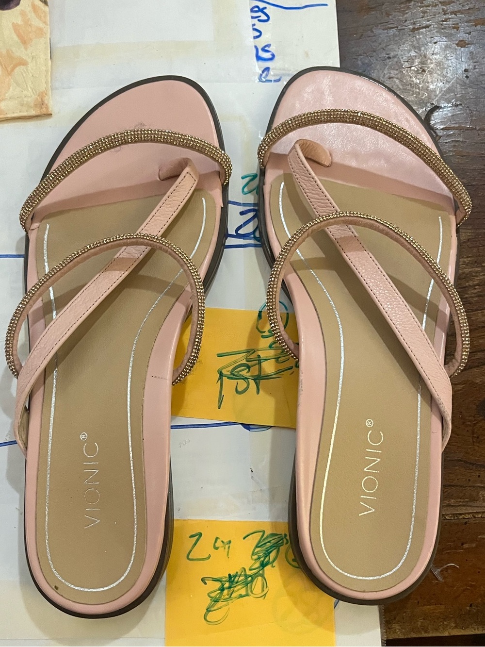 Vionic Pink Metallic-Trim Strappy Sandal